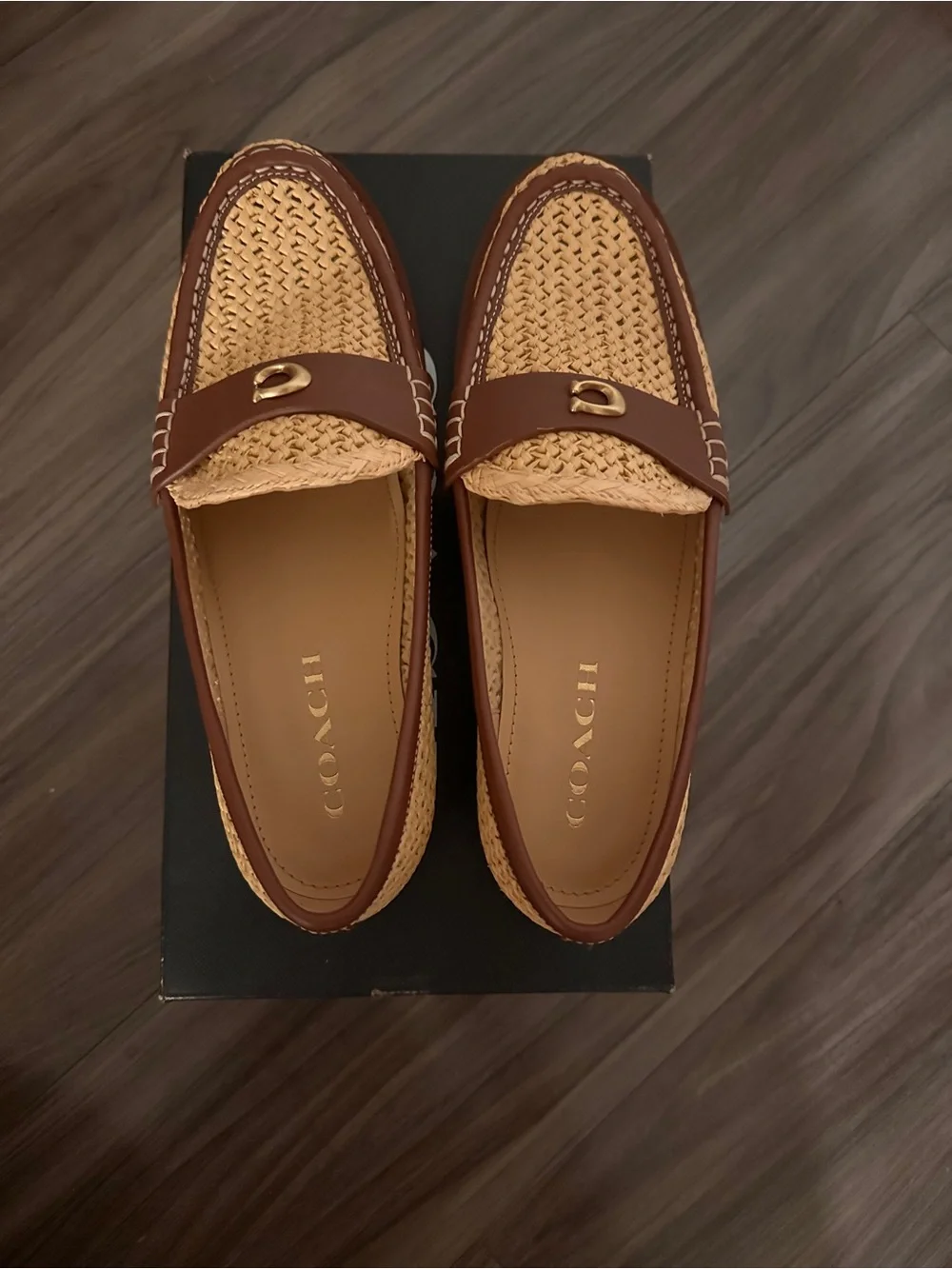 Coach Women’s Woven Loafers in Tan and Brown